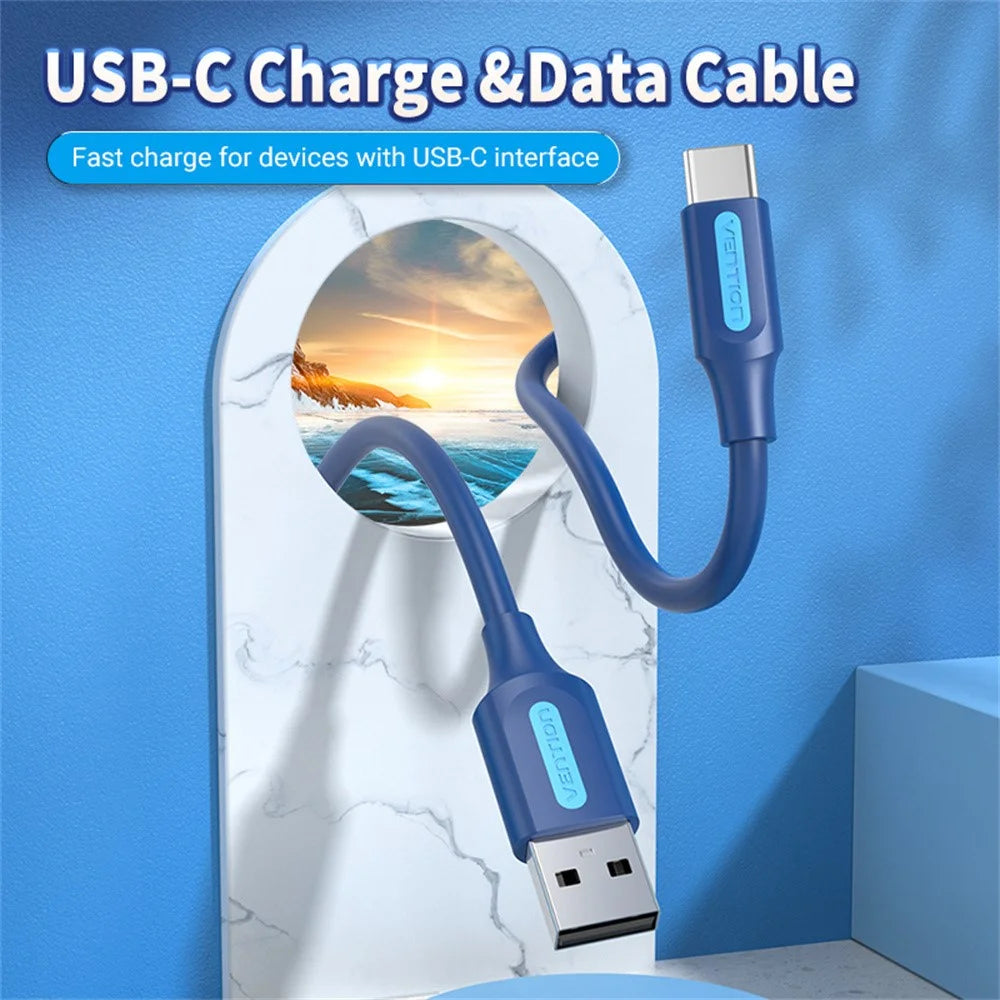 VENTION COKLF 1m USB 2.0 Type A Male to Type C Male Cable 3A Fast Charging Data Sync Cord, Dark Blue - 2