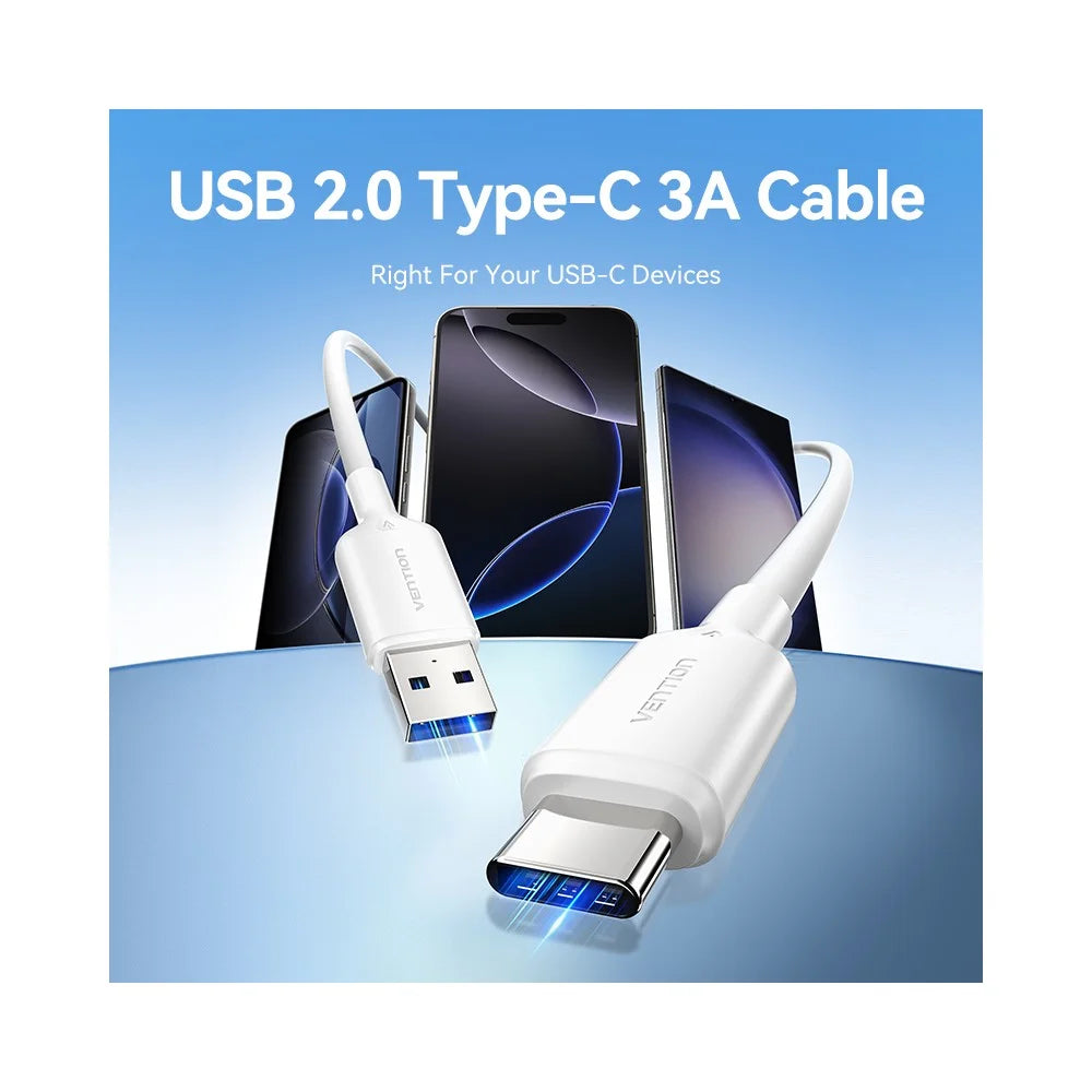 VENTION CTQPF 1m USB 2.0 Type A to Type C Data Cable 3A Fast Charging Wire for Smartphone Tablet, Pink - 2