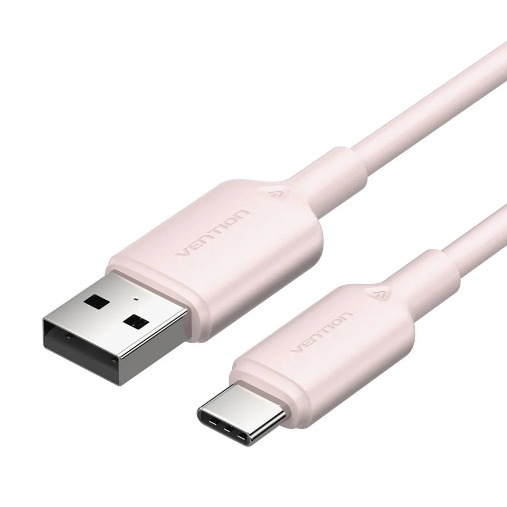 VENTION CTQPH 2m USB 2.0 Type A to Type C Data Cable 3A Fast Charging Wire for Smartphone Tablet, Pink - 1