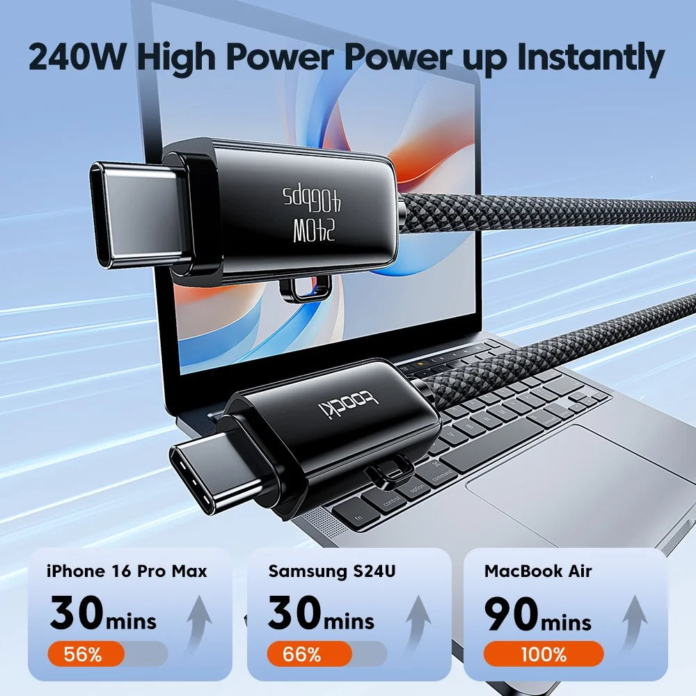 TOOCKI TQ-X95 1.5m USB-A / USB-C to USB-C / iP 240W Fast Charging 40Gbps Data Transfer Nylon Braided Cable - 2