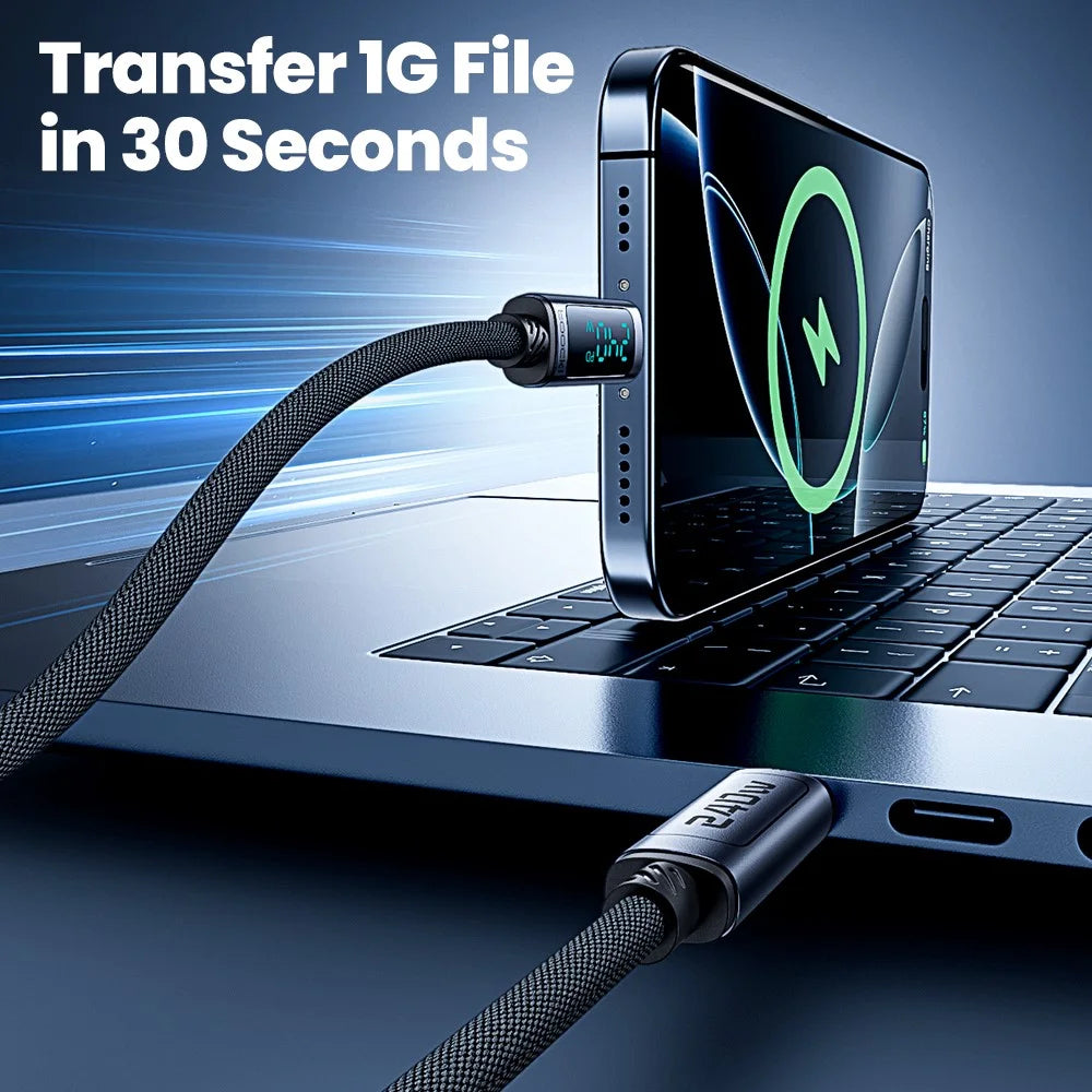 TOOCKI TQ-X57C4 1m USB C to USB C 240W PD Fast Charging Cable Digital Display Braided Data Cord - 7
