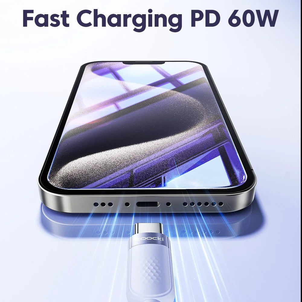 TOOCKI TQ-X90C3 1m 60W PD Fast Charging USB C to USB C Cable 480Mbps Silicone Data Cord - Black - 4