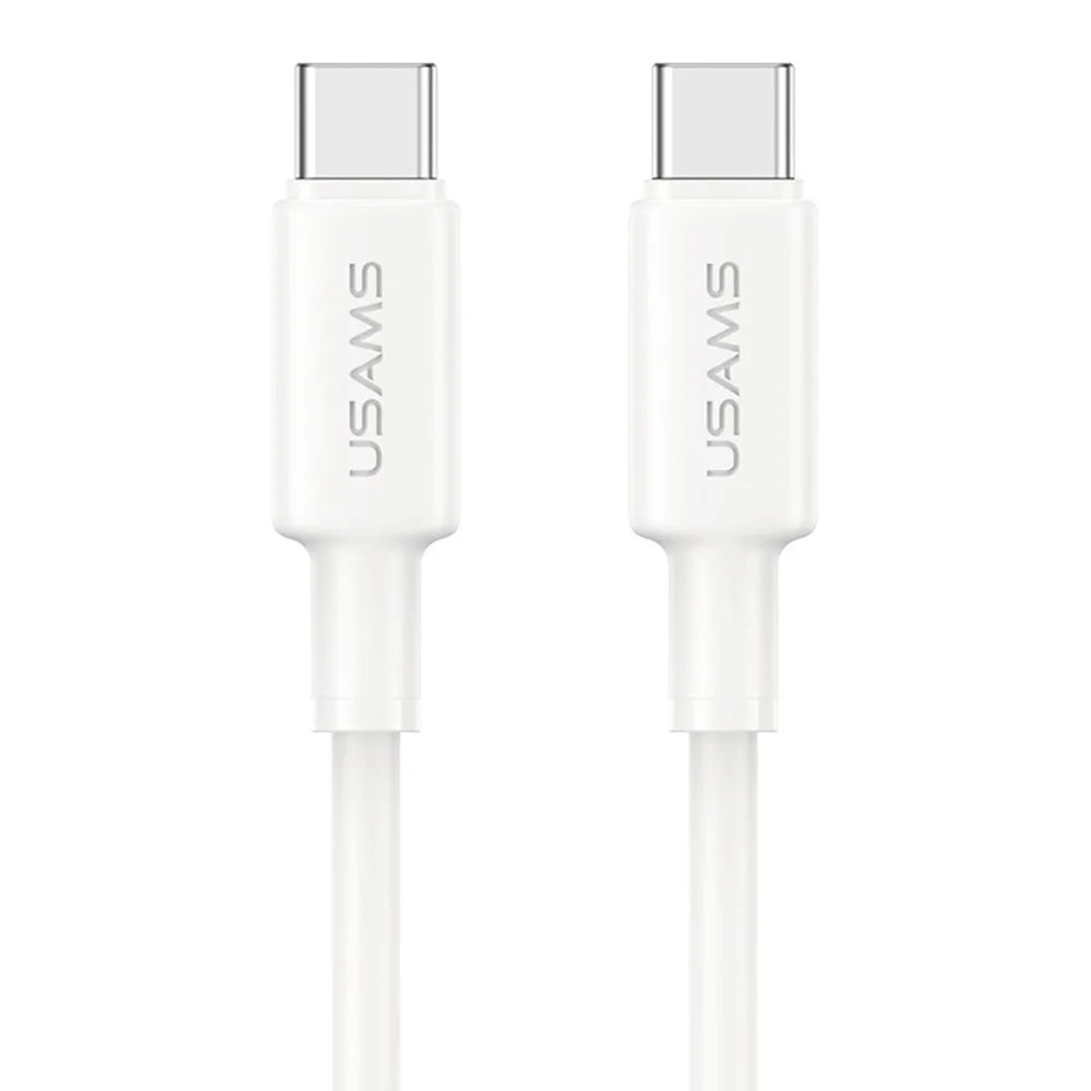 USAMS U90 SJ763 1m Type-C to Type-C Cable 60W Fast Charging Data Transfer Cord - White - 2