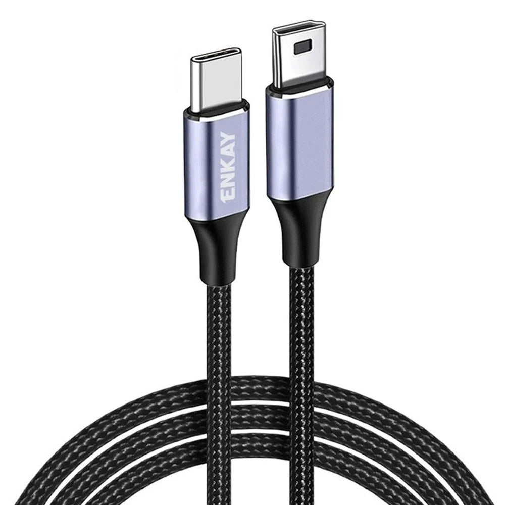ENKAY HAT PRINCE 1m Straight Type-C to Mini USB 2.0 Charging Cord Support Sync Data Cable - 1