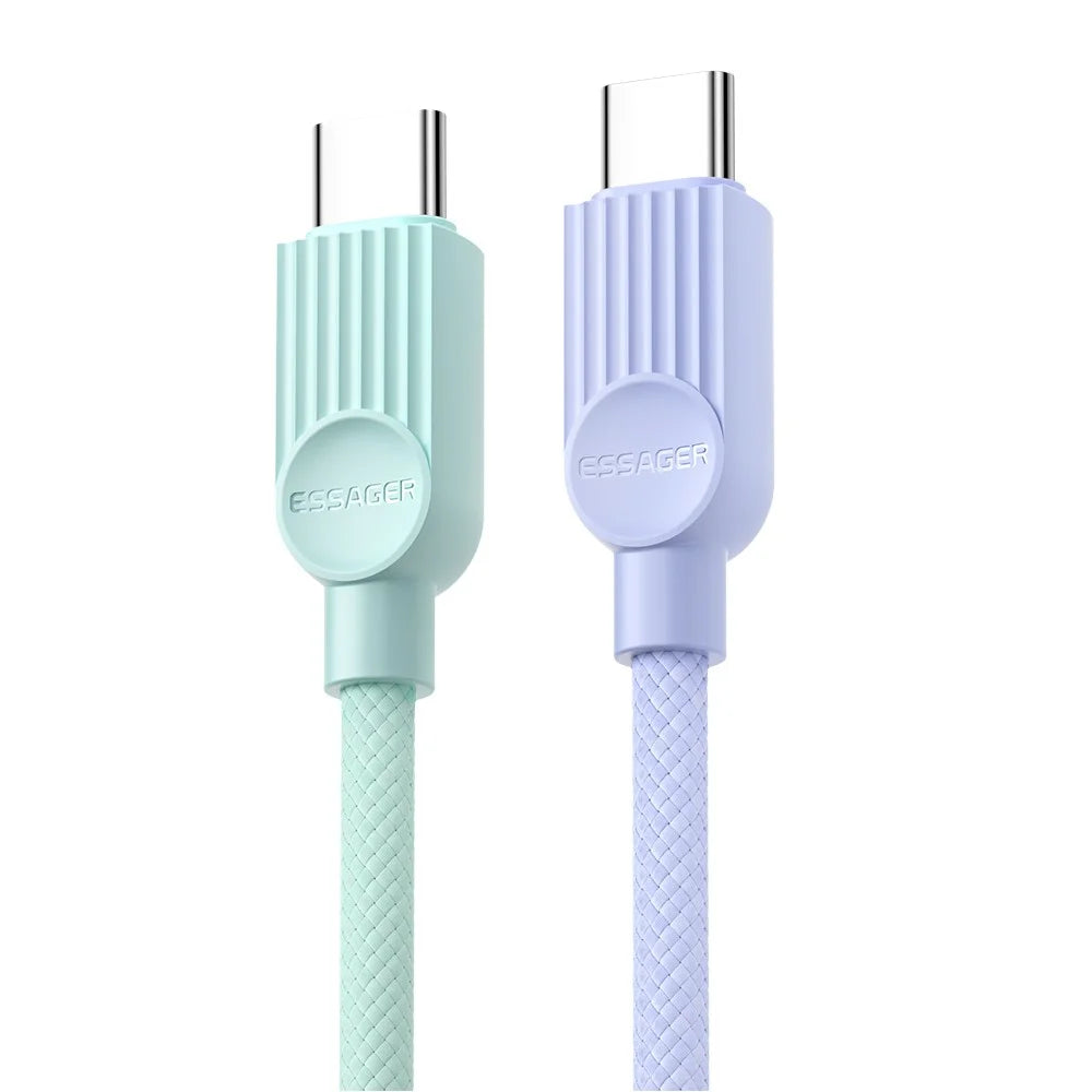 ESSAGER ES-X73 1m USB-C to USB-C Cable 60W Fast Charging Data Cable Smart Chip Control - Purple  /  Green - 3
