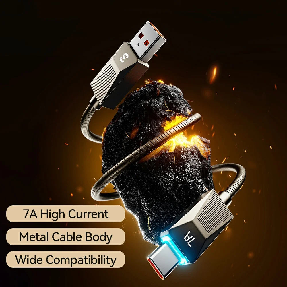 ESSAGER 1m USB A to USB C Stainless Steel Cable 7A Fast Charging 480Mbps Data Sync Cord - 3