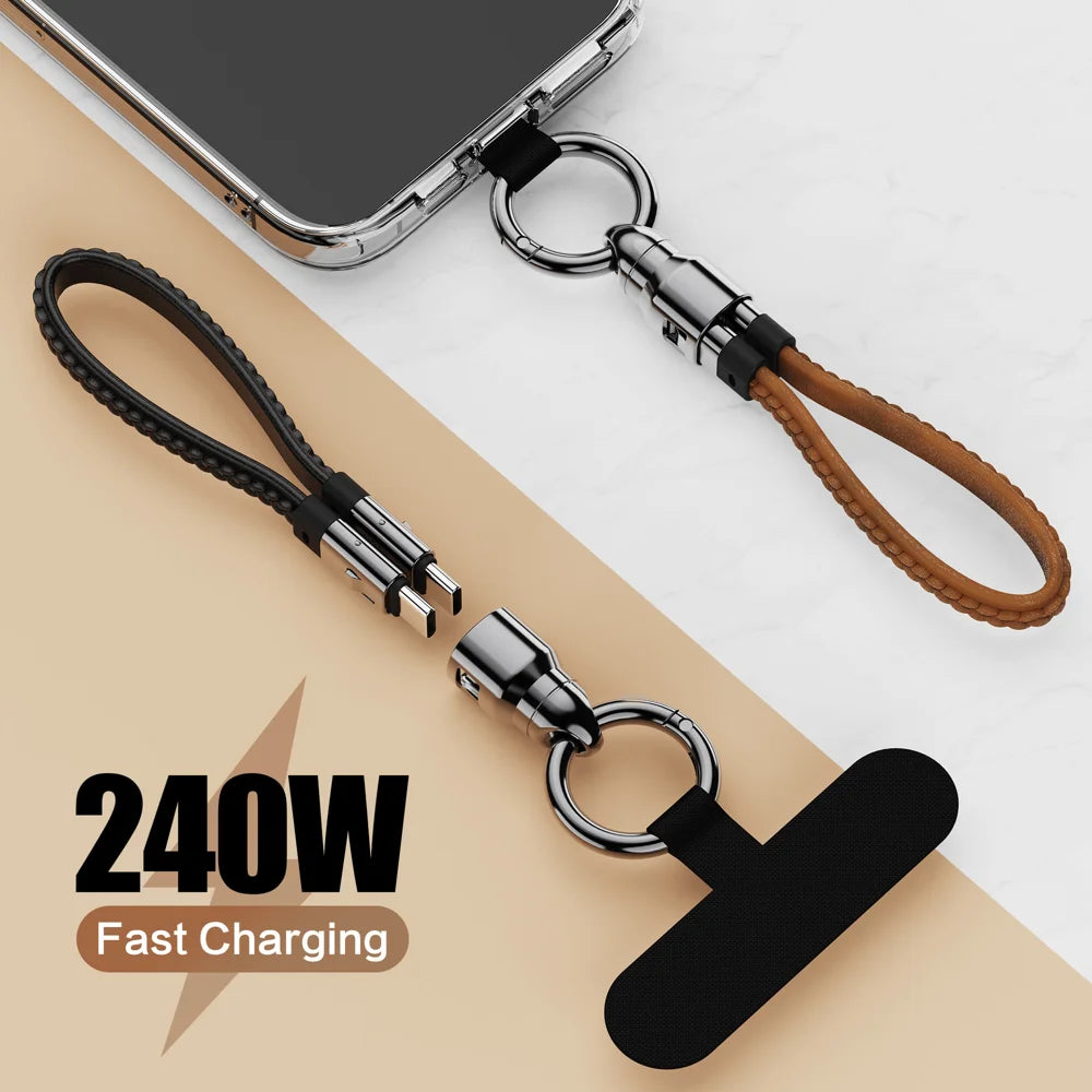 SIKAI Keychain Design 240W PD 3.0 Type-C to Type-C Fast Charging Data Cable for Laptop / Tablet / Phone - Black - 5