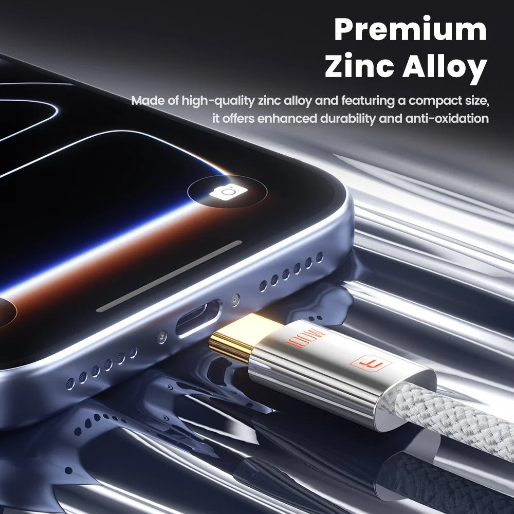 TOOCKI TX110C3 2m 100W Mini Zinc Alloy USB-C to USB-C Cable 480Mbps Data Fast Transfer Cable with Smart Chip - White - 5