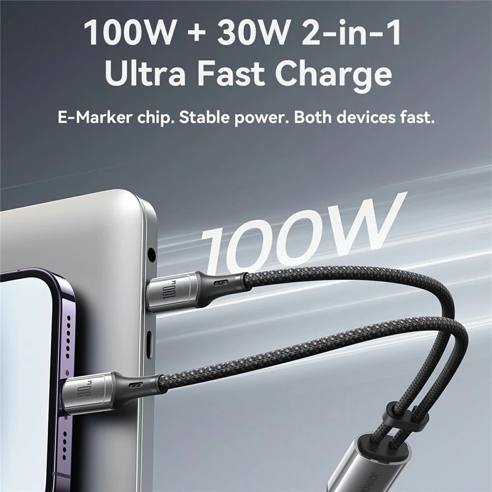 JOYROOM S-A57 1.5m 100W Fast Charging Cable Type-C to Type-C  /  iP Dual Port Data Sync Cord - 2