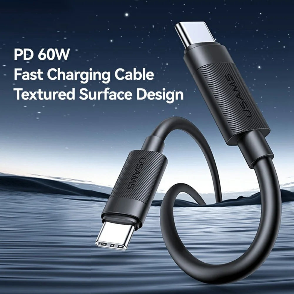 USAMS SJ780 U94 1m PD 60W Fast Charging Cable Type-C to Type-C Data Transfer Cord for Smartphone / Laptop / Tablet - 2