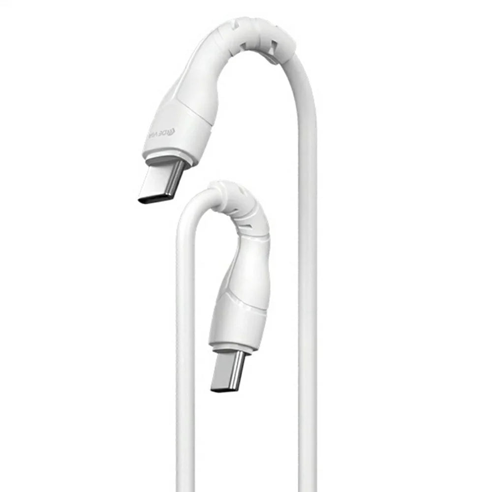 DEVIA Kintone Series Type-C to Type-C Cable 3A 1M 60W Fast Charging Data Sync Cable - White - 2