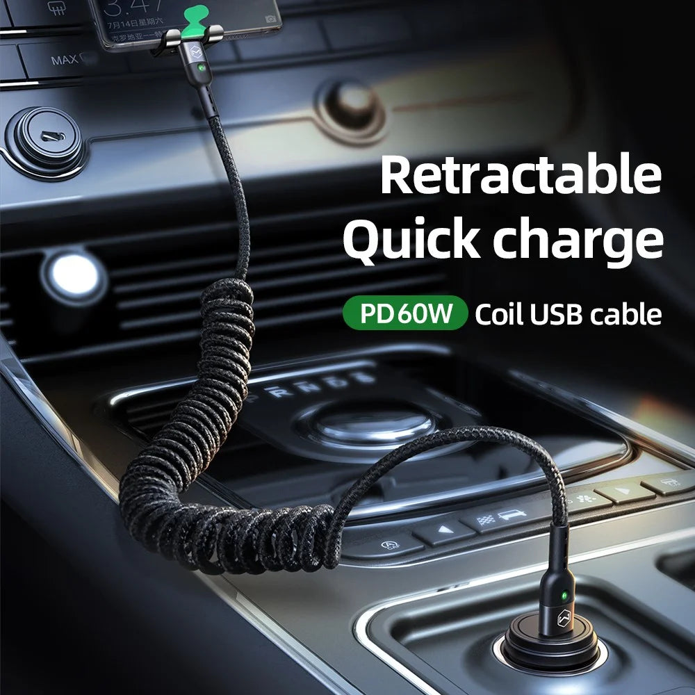 MCDODO MDD for iPhone 15 Series PD 60W Type-C to Type-C Data Coiled Cable Charging Cord - 2