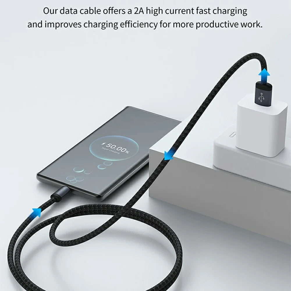 DEVIA EC649 Gracious Series 1m USB-A to Type-C Cable 2A Fast Charging Nylon Braided 480Mbps Data Cord - Black - 2