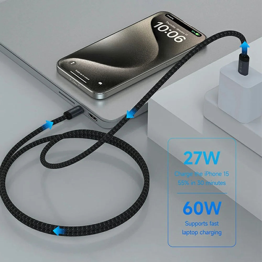 DEVIA EC646 Gracious Series 1m Type-C to Type-C Cable PD 60W Fast Charging Data Cord - Black - 2