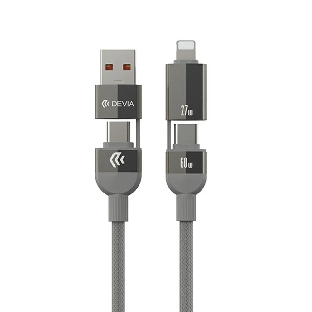 DEVIA EC655 1.2m Ultra 2 Multi Functions 4 in 1 Magnetic Fast Cable Data Cord - Titanium - 2