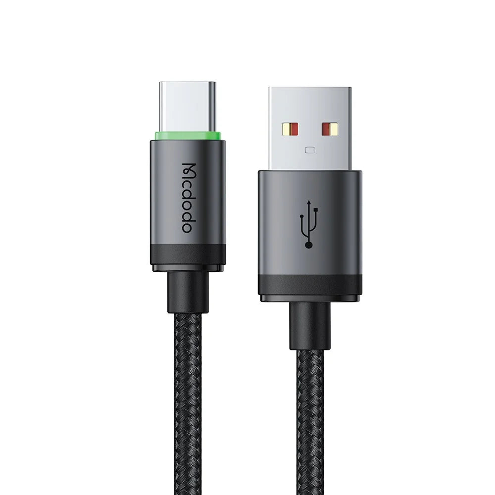 MCDODO CA-3960 1m USB-A to USB-C Cable with Charging Light, 3A Fast Charging Data Transfer Cord - Black - 1