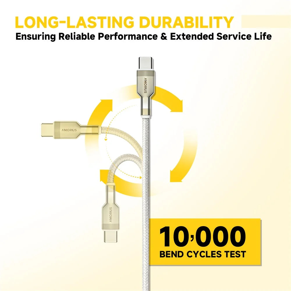 AMORUS 1m PD 3.0 60W Fast Charging USB-C to USB-C Cable Nylon Braided Data Wire for Samsung / Xiaomi / Google - 6