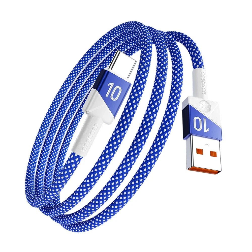 ESSAGER 1m Football Theme 7A Fast Charging Cable USB-A to USB-C Data Cord for Huawei Samsung Xiaomi - Sapphire - 2