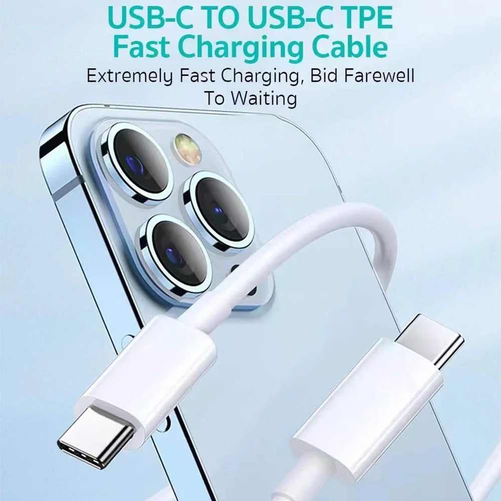 COTECI 32117 1m USB-C to USB-C Fast Charging Cable 60W 20Gbps Data Transfer Wire - White - 2
