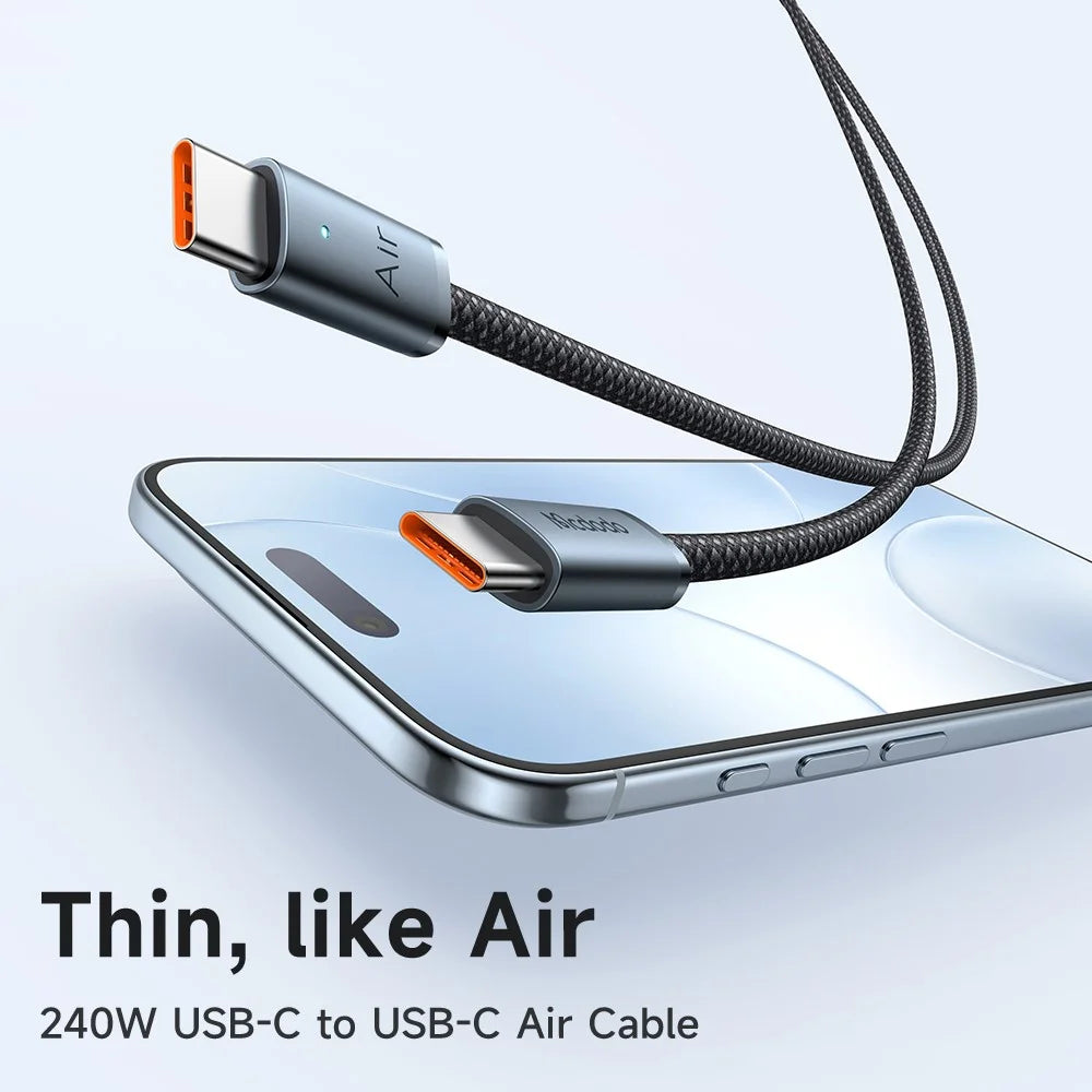 MCDODO CA-708 1.2m USB-C to USB-C Air Cable 240W Fast Charging Cord for MacBook / iPhone - Black - 3