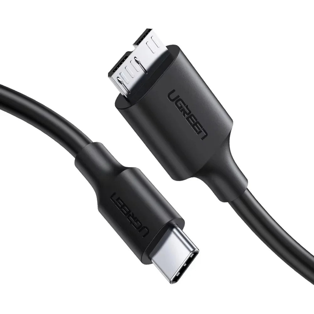 UGREEN 90995 25cm Type-C to Micro-B USB 3.0 Cable 3A Fast Charging 5Gbps Data Transfer Wire for External Hard Drive - Black - 1