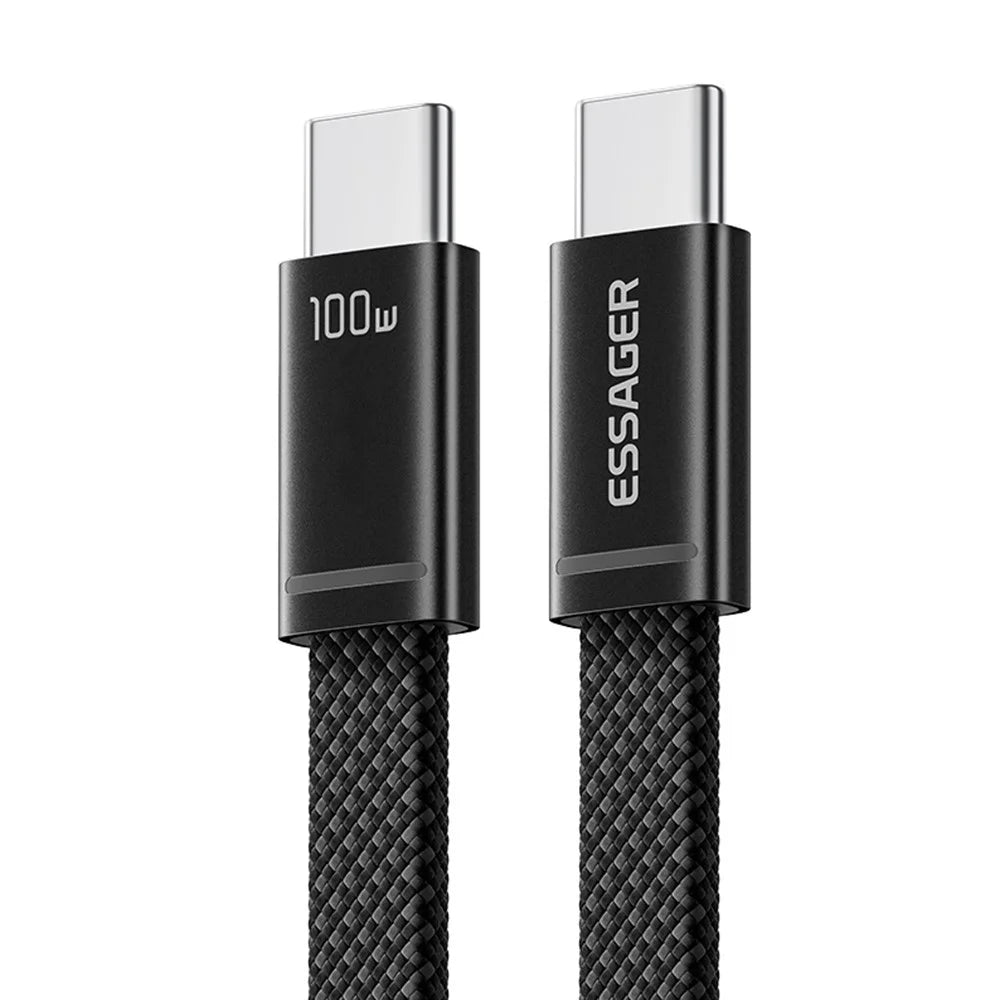 ESSAGER ES-X85 1m USB-C to USB-C Cable 100W PD Fast Charging 480Mbps Transfer Data Cable - Black - 1