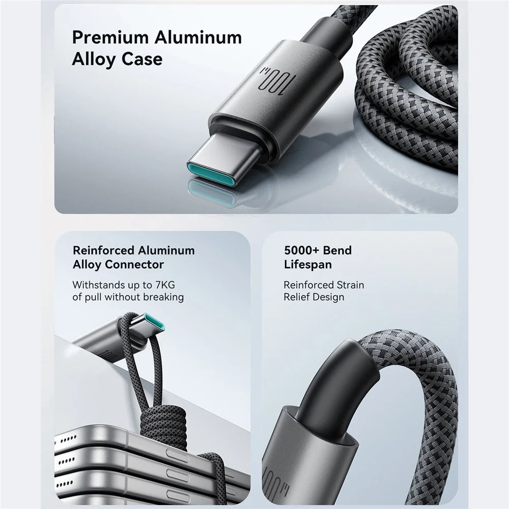 JOYROOM S-A65 1.2m Magnetic Self Winding Cable Type-C to Type-C PD 100W Fast Charging Data Cable - Black - 7