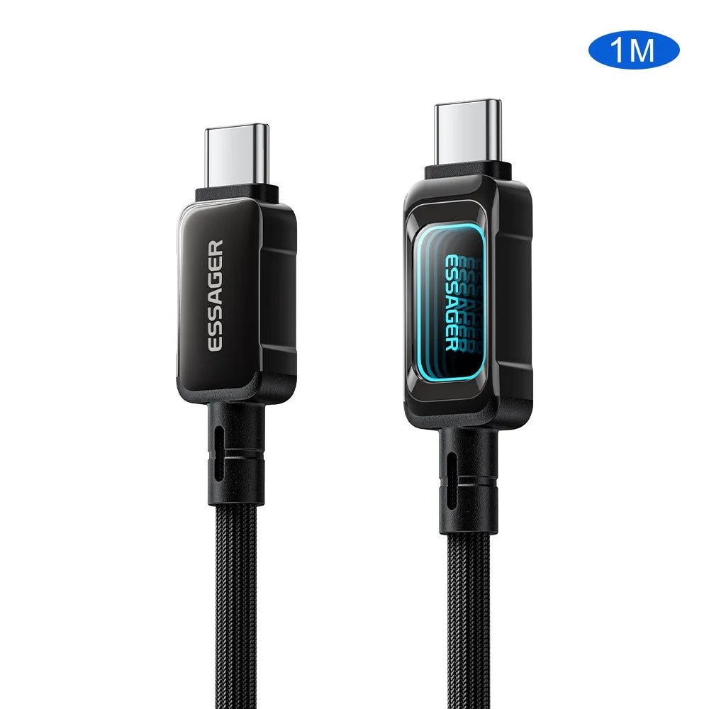 ESSAGER ES-X87 1m Type-C to Type-C Cable 100W Fast Charging Braided Data Cable - Black - 1