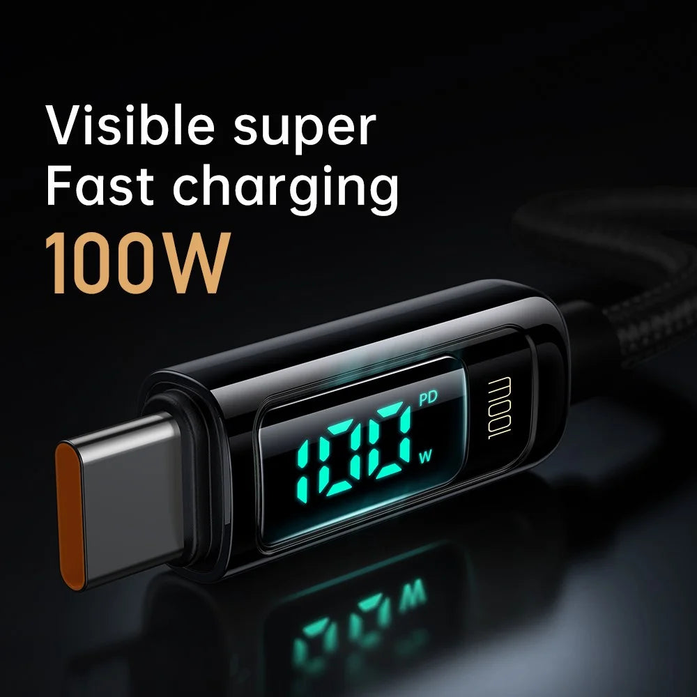 MCDODO CA-882 for iPhone 15 Series MDD Type-C to Type-C Data Cable 1.2m 100W Fast Charging Cord Wire with Digital Display - Black - 2