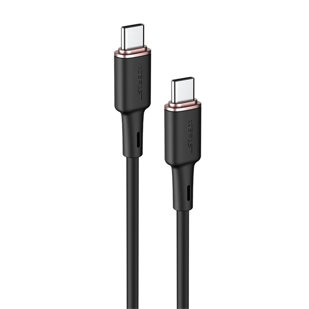 ACEFAST C2-03 for iPhone 15 Series USB-C to USB-C Zinc Alloy Plug Silicone Charging Data Cable 1.2m - Black - 1