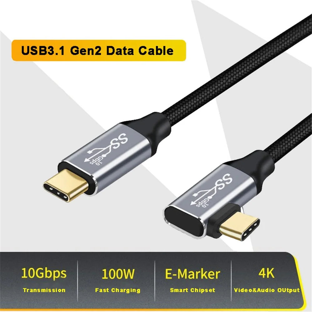 2m 100W PD USB-C QC4.0 4K Fast Charging Cable Data Video Transmission USB3.1 Gen2 10Gbps Thunderbolt 3 Cord for MacBook Air/iPad Pro 2020 - 2