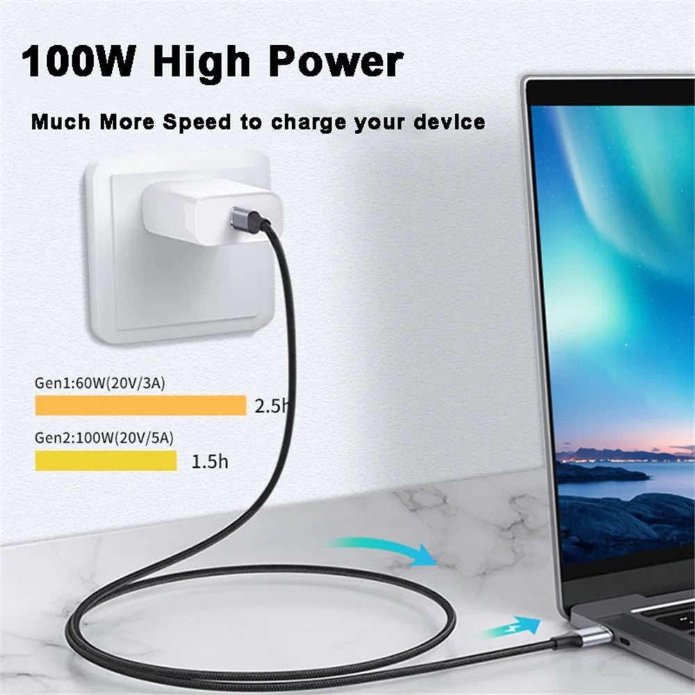 2m 100W PD USB-C QC4.0 4K Fast Charging Cable Data Video Transmission USB3.1 Gen2 10Gbps Thunderbolt 3 Cord for MacBook Air/iPad Pro 2020 - 3