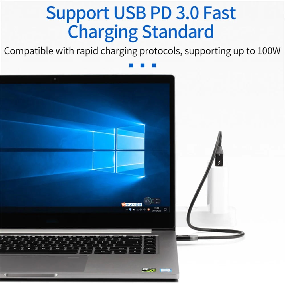 0.9m USB-C to USB-C PD 100W Fast Charging Cable USB3.1 Thunderbolt 3 40Gbps Cord for MacBook Pro/iPad Pro - 6