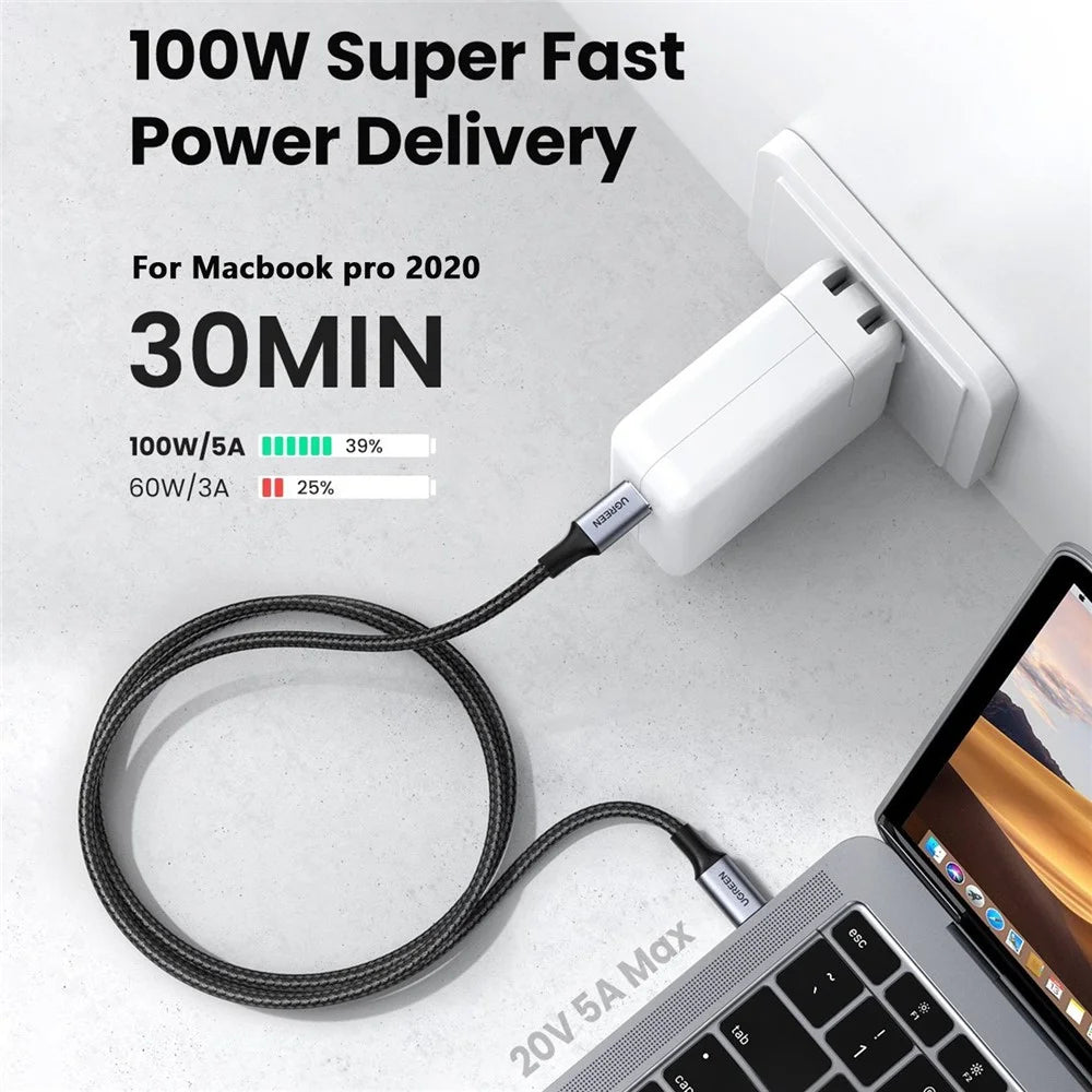 UGREEN 0.5m PD 100W Fast Charging Cord for MacBook/Huawei MateBook/Google Chromebook Pixel Type C Data Cable - 2