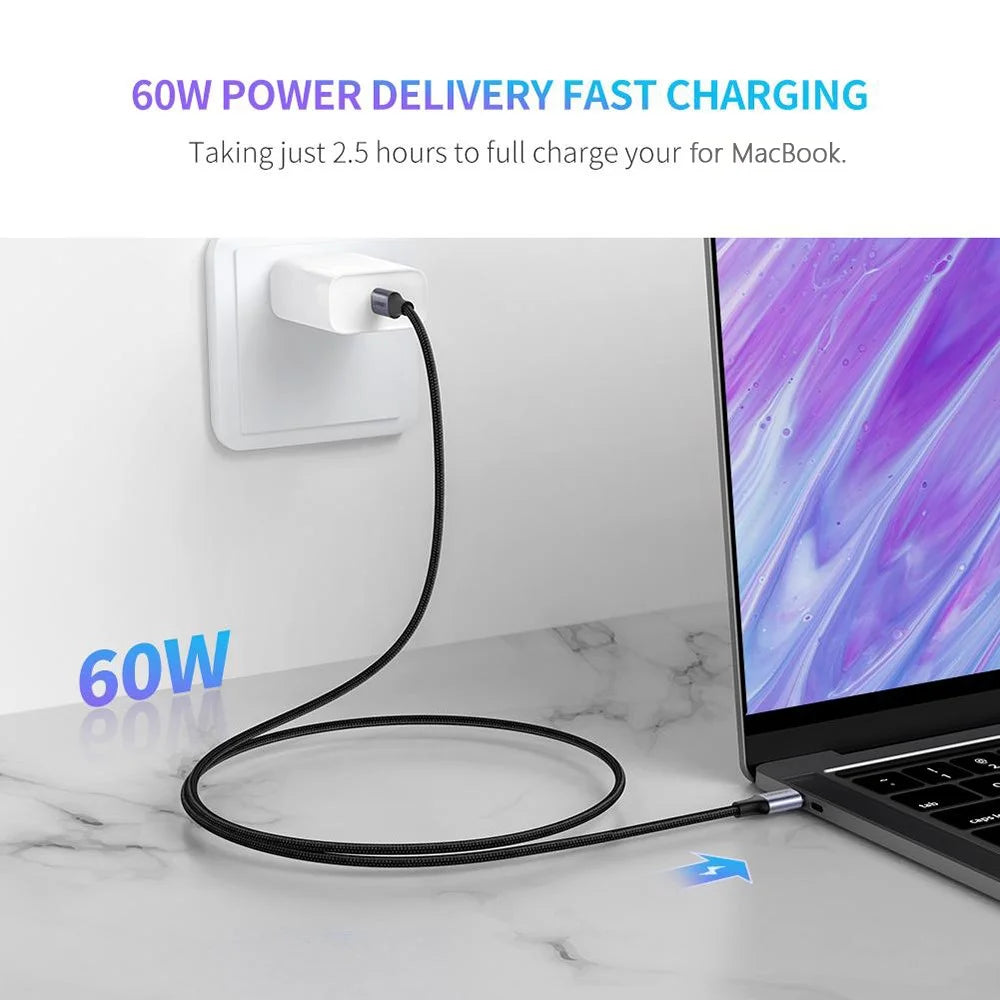 UGREEN 1m for Huawei Matebook/MacBook/iPad Pro USB C to C Flexible Nylon Braided Data Cord 60W PD Fast Charging Cable - 2