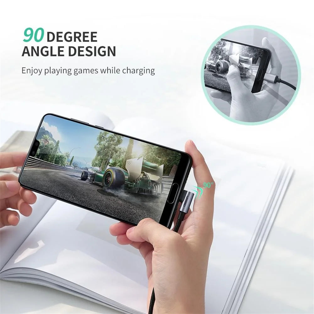 UGREEN 60782 1.5m Fast Charging 18W Right Angle Design Durable Nylon Braided USB 2.0 to Type-C Charging Cable - 2