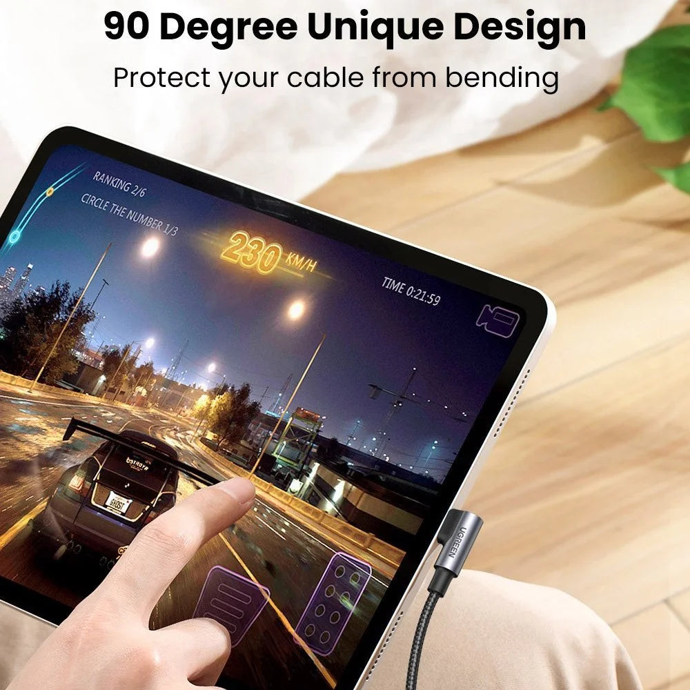 UGREEN for iPhone 15 Series 70699 2m 100W Right Angle Type-C to Type-C 5A Fast Charging Cable Braided Data Cord - 2