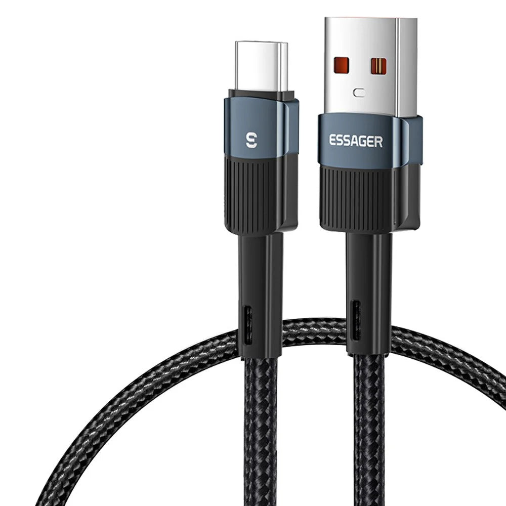 ESSAGER 1m 6A Fast Charging USB to Type C Charge Cord 480Mbps Transmission Cable - Blue - 1