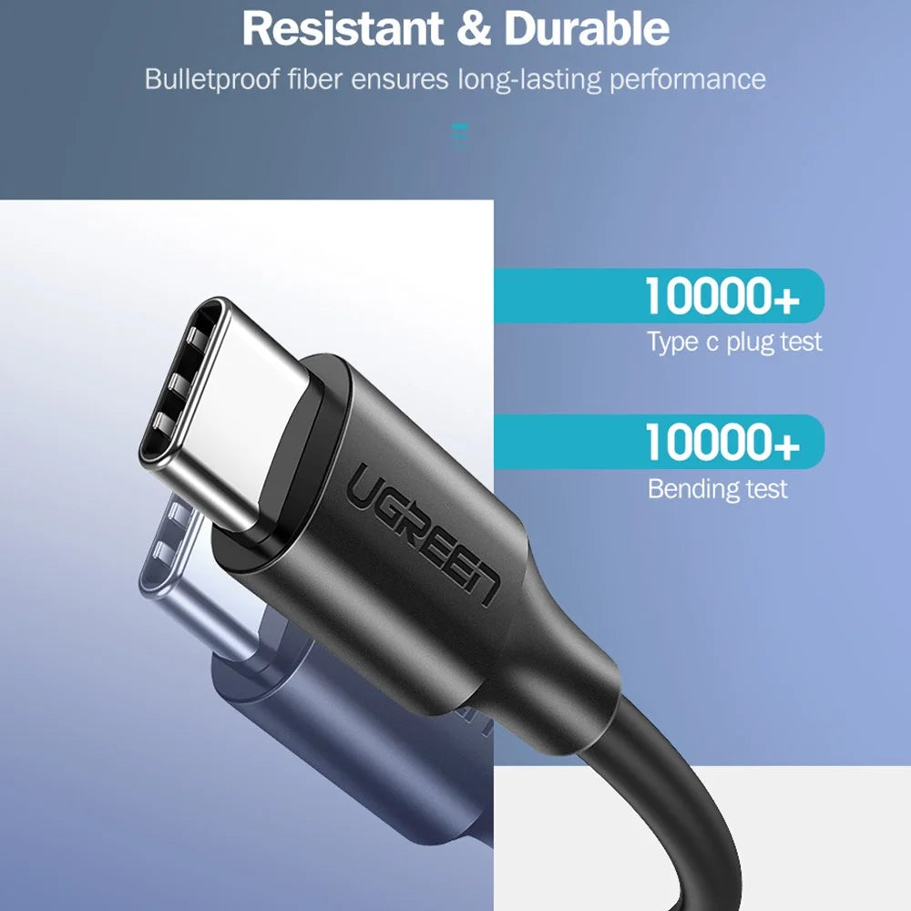 UGREEN for iPhone 15 Series 0.5m USB C to Type-C High Speed Data Transmission Cable Support PD 60W QC3.0 Fast Charging - 4