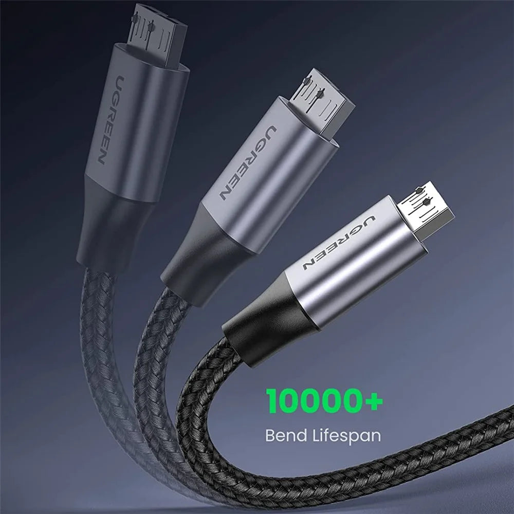 UGREEN 80792 0.5m USB 3.0 to Micro USB Charging Cable Charge Cord Nylon Braided External Hard Drive Data Cable - 3