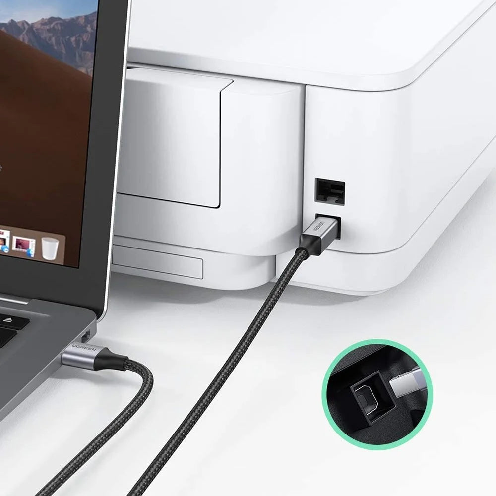UGREEN 1m 480Mbps High Speed USB A to USB B Cable for HP Epson Canon Brother Printer Male to Male Cord - 5