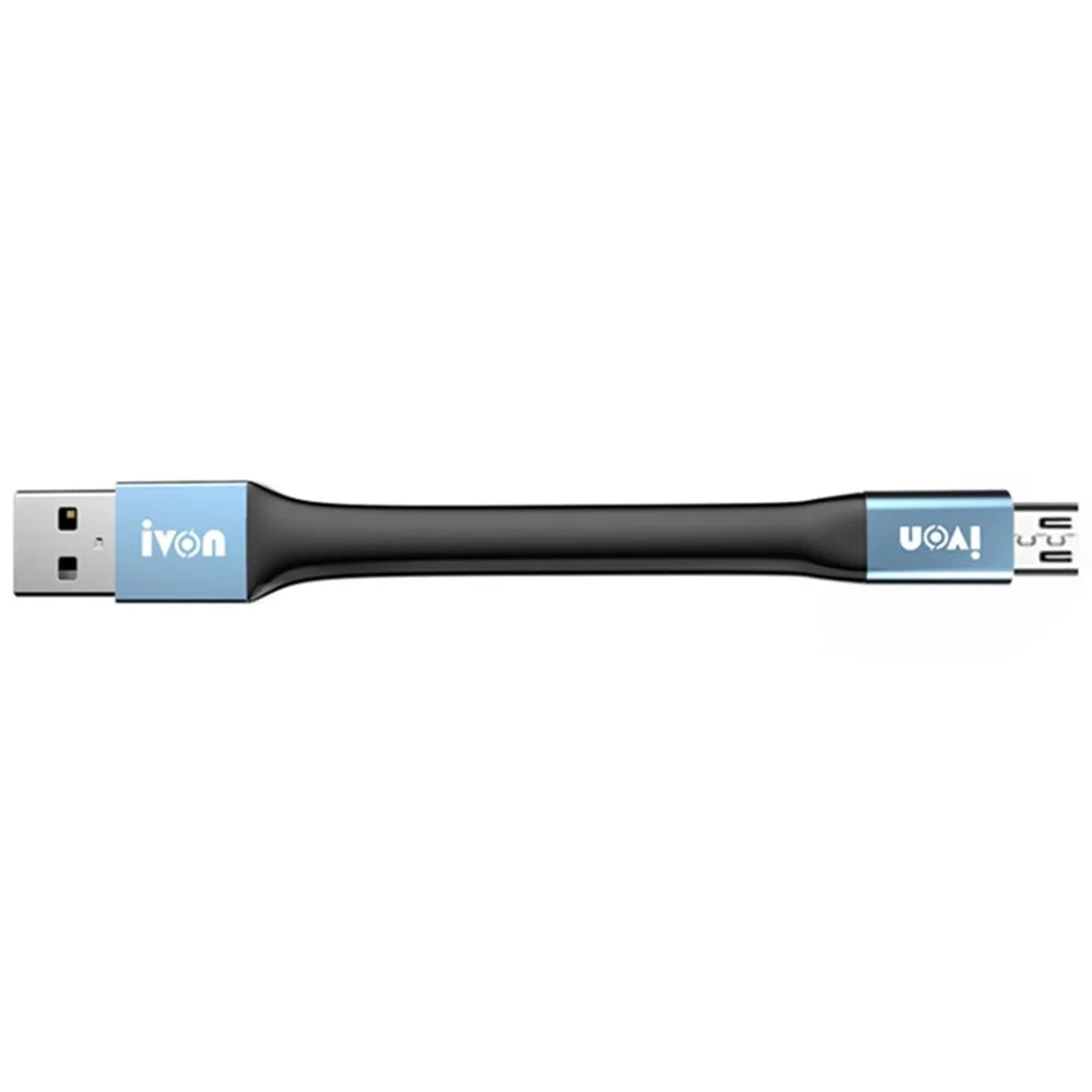 IVON CA90 14.5cm 3.1A USB to Micro USB TPE Data Cable with Keychain - Grey - 2