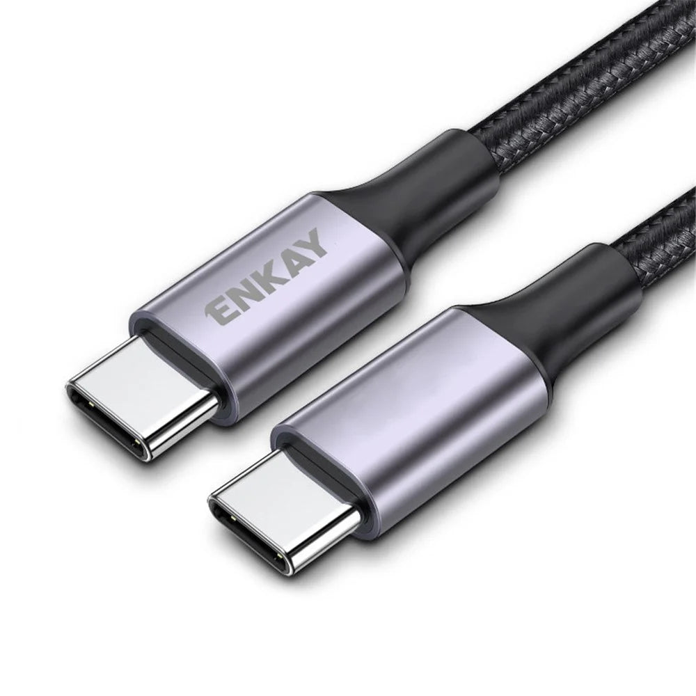 ENKAY HAT PRINCE 1m PD/QC 60W Type-C to Type-C 3A Fast Charging Cable Data Cord - 1