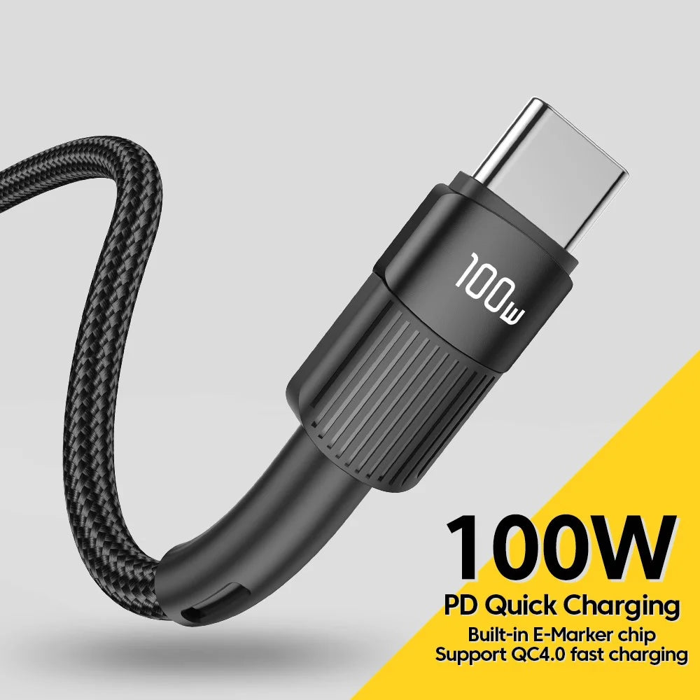 ESSAGER 2m Super Long USB C PD 100W Fast Charging Charge Cord 480Mbps Data Transmission Cable - Black - 4