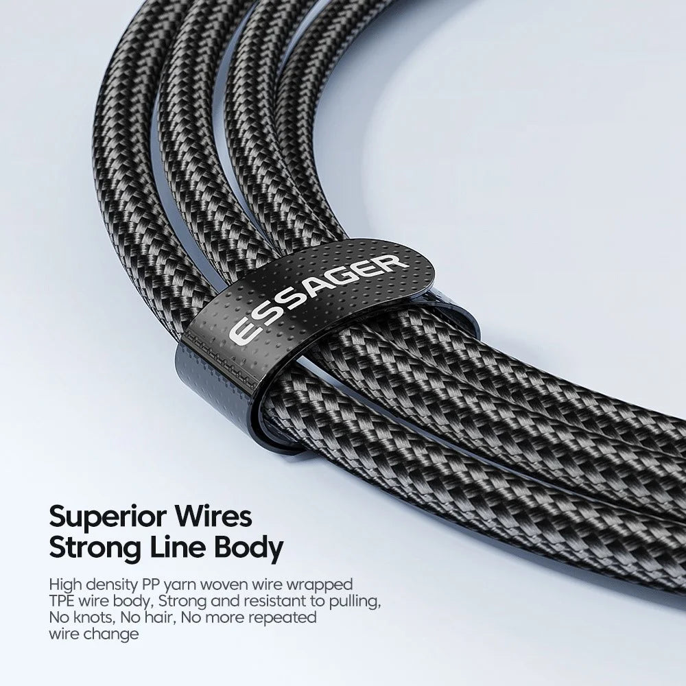 ESSAGER 2m Super Long USB C PD 100W Fast Charging Charge Cord 480Mbps Data Transmission Cable - Black - 6
