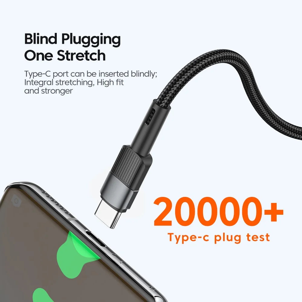 ESSAGER 1m USB C to C Cable 60W PD Fast Charging 480Mbps Fast Data Transmission Cord - Black - 5