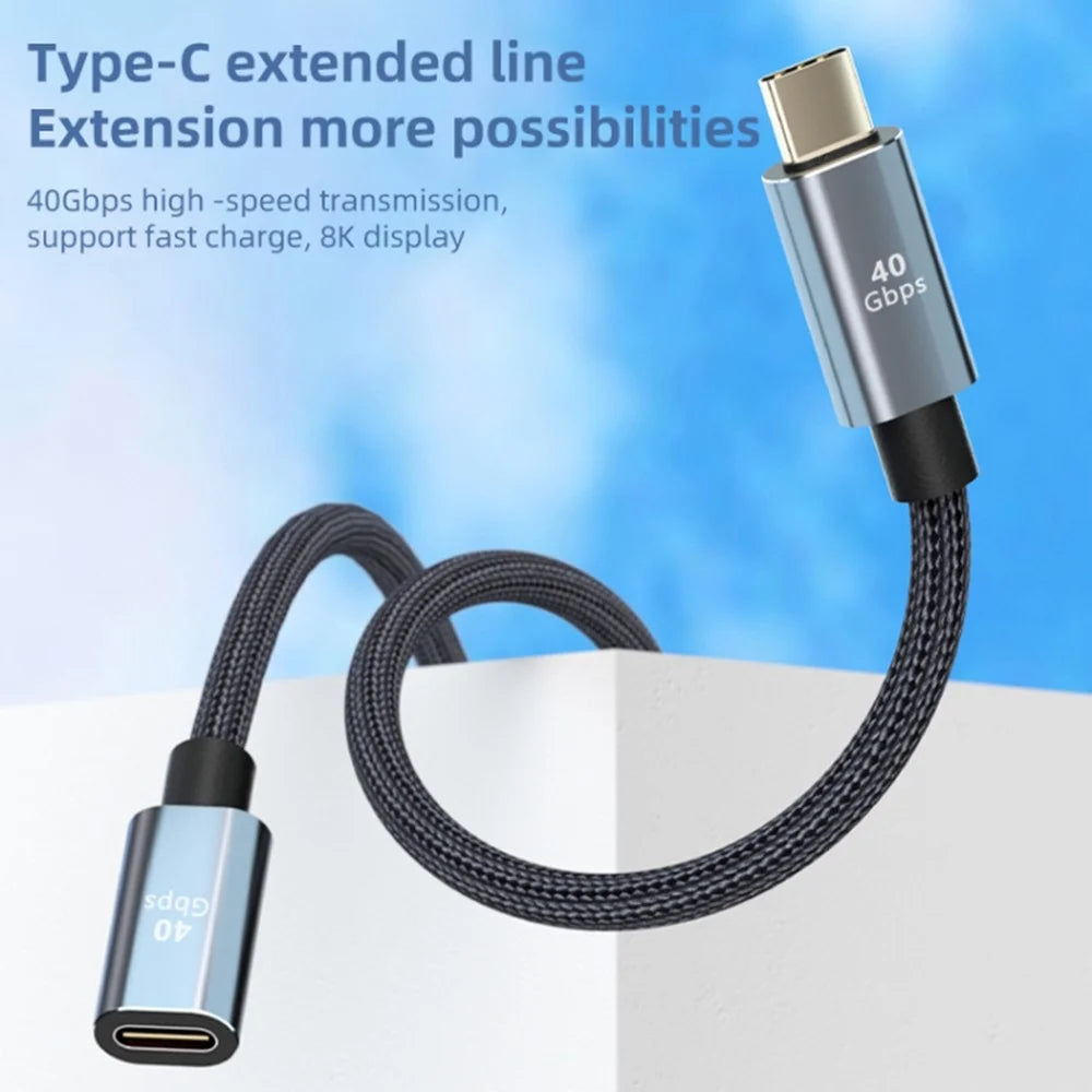 0.3m 8K 60Hz Type-C Male to Female Extension Cord USB 4.0 100W 5A Fast Charging Cable 40Gbps Data Transmission Cable - 2