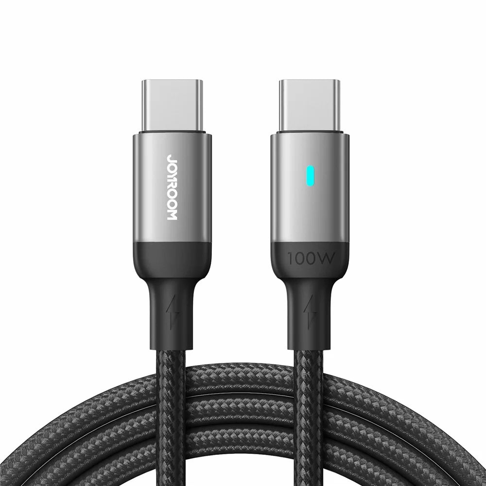 JOYROOM S-CC100A10 Feifan Series for iPhone 16-15 Series 1.2m 100W Type-C to Type-C Fast Charging Cord Braided 480Mbps Data Cable - Black - 1