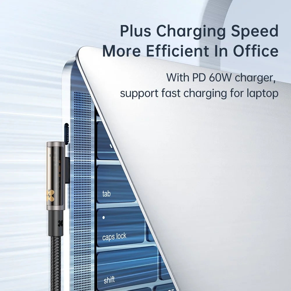 MCDODO CA-3400 for iPhone 15 Series 1.2m 90 Degree L-shaped 100W Fast Charging Type-C to Type-C Transparent Data Cable - Black - 6