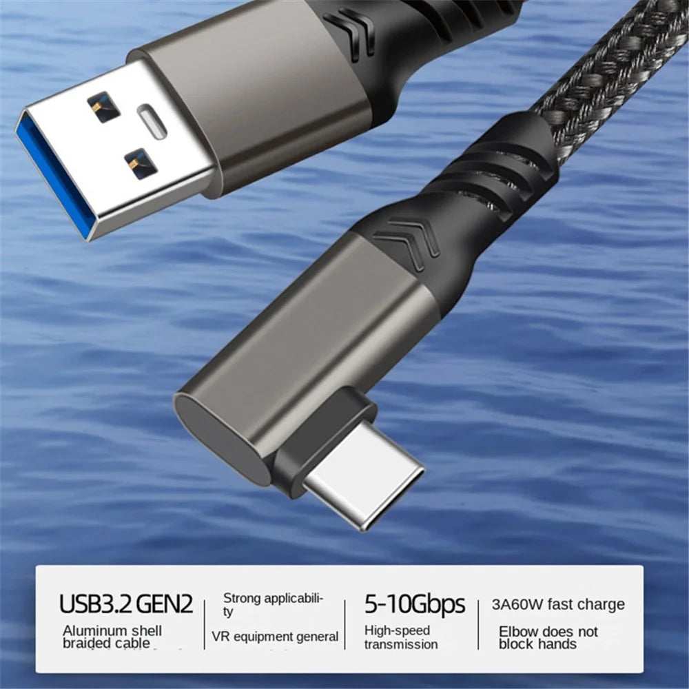 For Oculus Quest 1 / 2 0.5m USB-A to USB-C Cable 3A USB3.2 Gen2 Fast Charging Link Cable VR Headset 10Gbps Data Transfer Cord - 2